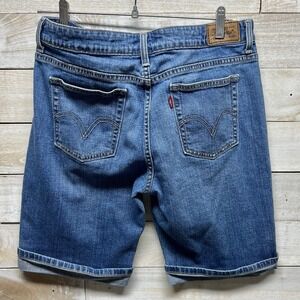 Levis 515 Bermuda‎ Jean Shorts Womens Size 12 Blue Stretch Denim Cuffed 90s Y2K